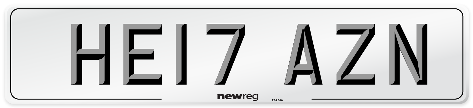 HE17 AZN Number Plate from New Reg